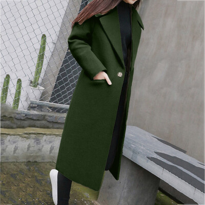 

Toponeto Womens Winter Lapel Wool Coat Trench Jacket Long Sleeve Overcoat Outwear