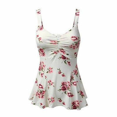 

Plus Size Summer Women Sexy Sleeveless Sling Vest Tank Top Blouse Floral T-Shirt