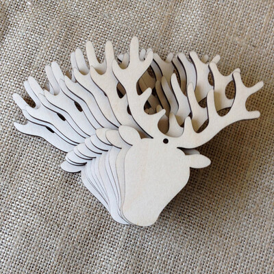 

〖Follure〗10 Pcs Christmas Wood Chip Tree Ornaments Xmas Hanging Pendant Home Decor Gifts