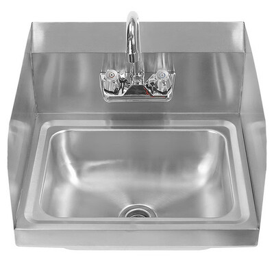 

Ktaxon Stainless Steel Hand Wash Sink Commercial NSF Wall Mount Hand Washing Basin Heavy Duty Hot & Cold Temperature W
