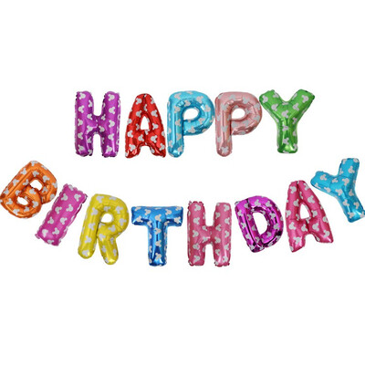 

FUNNYBUNNY 16 inch Happy Birthday Banner Balloons Foil Letters Mylar Balloons for Birthday Party Decoration