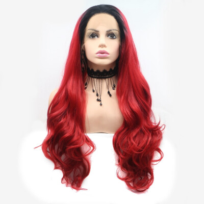 

Amazing Star Lace Frontal Wigs Body Wave Hair Red Hair 13x3 Hand Tied Heat Resistant Fiber Free Part Synthetic Hair