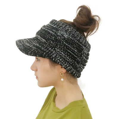 

Tailored Women Twist Peaked Cap Knit Wool Hat Hollow Out Solid Caps