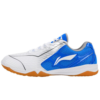 

Li Ning LI-NING badminton shoes mens ping-pong sneakers national team Aurora professional breathable non-slip training shoes APTM001-1 white blue silver 418