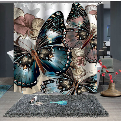 

Gobestart Popular Waterproof Shower Curtain With 12 Hooks Printed Bathroom 180x180cm