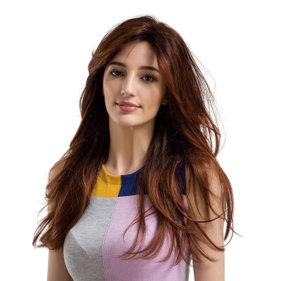 

〖Follure〗24Inch Womens Synthetic Long Hair Microvolume Tail Gradient Wig With Long Bangs