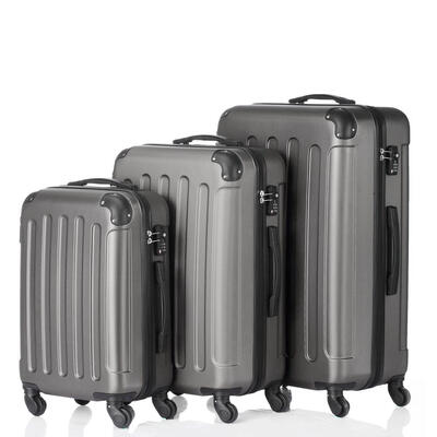 

3Pcs Luggage Set PCABS Trolley Spinner 20"24"28" Suitcase Travel Bags Hard Shell Brown