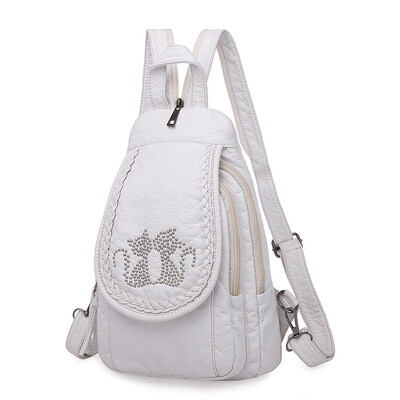 

Double-purpose shoulder bag with diamond inlay&Korean fashion diagonal breast bag with soft leather mini-lady Backpack