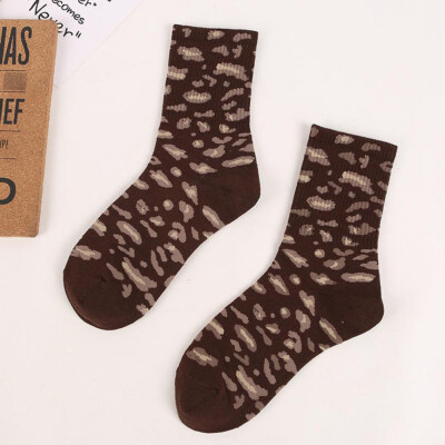 

Womens Casual Ankle High Socks Breathable Cotton Comfortable Leopard Print Long Socks