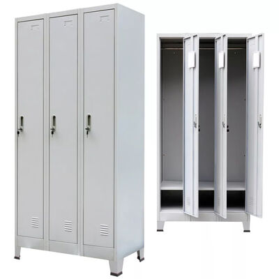 

Locker Cabinet with 3 Compartments Steel 354"x177"x709" Gray