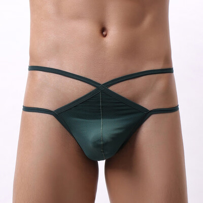

Mens Sexy Underwear Soft Breathable Bandage Thongs Bikini Briefs Low Rise Sissy