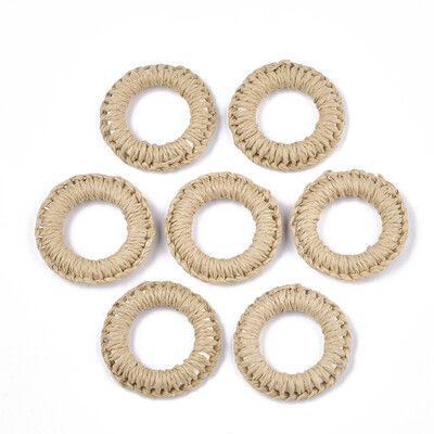 

Handmade Woven Linking Rings Paper Imitation Raffia Covered with Wood Ring BurlyWood 4447x78mm Inner Diameter 2527mm