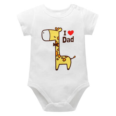 

Summer Unisex Baby Giraffe Letters Print Soft Short Sleeve O-Neck Romper