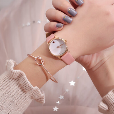 

Trend female quartz belt watch personality shell texture dial waterproof watch watch