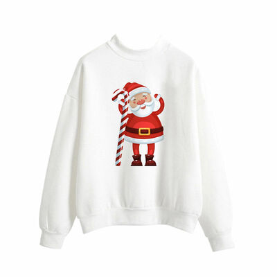 

Autumn New Fashion Christmas Print High Collar Long-sleeved Sweater Casual Loose Sweatshirt