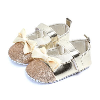 

Baby Girls Shoes PU Newborn First Walkers Solid Soft Soled Non-slip Footwear Baby Shoes Princess Party Gift new