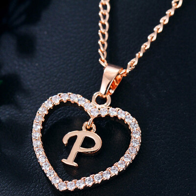 

Womens Heart Pendant Necklace with Cubic Zirconia&Letter Pendant Necklace Gift for Women or Girls