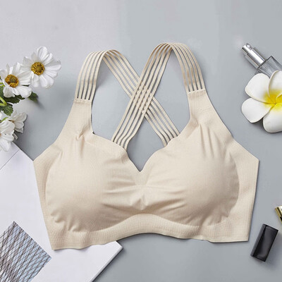 

Women Wireless Fitness Seamless Underwear Beauty Back Push Up Bras Cross Strap Back Women Bra