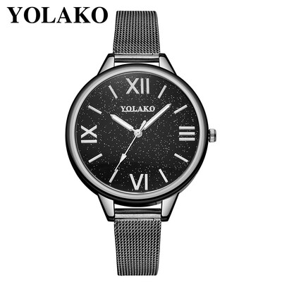 

RM YOLAKO Ladies Stainless Steel Mesh With Simple Mirror Quartz Fine Strap Watch