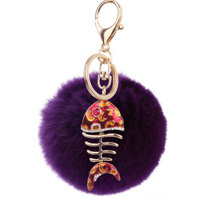 

Creative Smart Fishbone Keychain Rex Rabbit Plush Pendant Bag Mobile Phone Charm Fashion Pendant