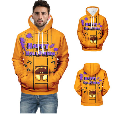 

Toponeto Mens Casual Halloween Scary 3D Pumpkin Long Sleeve Print Hoodie Sweater Coat