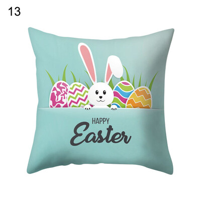 

Happy Easter Rabbit Bunny Egg Pillow Case Sofa Bed Car Cafe Office Cushion Cover