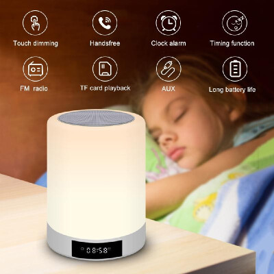 

M6 Mini LEDs Night Light Touch Sensor Lamp Multi-Function Alarm Clock Wire-Less BT Speaker RGB Colorful Desk Lamp USB Powered Buil