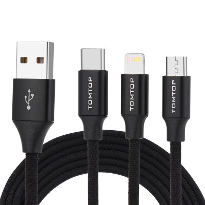 

TOMTOP 39FT Multi Charger Cable USB Charging Line Data Sync Wire 3 In 1 for LightningType CMicro USB Connector for iPhone iPad