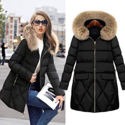 

Toponeto Women Outerwear Fur Hooded Button Coat Long Solid Jackets Pocket Coats