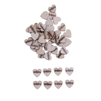

50pcs Natural Wooden Chips Love Heart Shape Wedding Supplies Party Decor