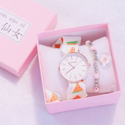 

Girls watch rope tie cloth small fresh tomato net red primary&secondary school students Korean version of simple iulzzang