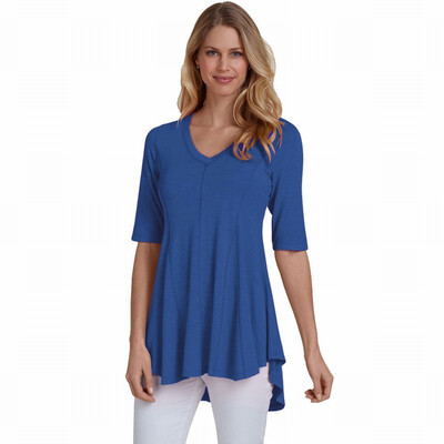 

Solid color V-neck half sleeve short short long long casual top T-shirt