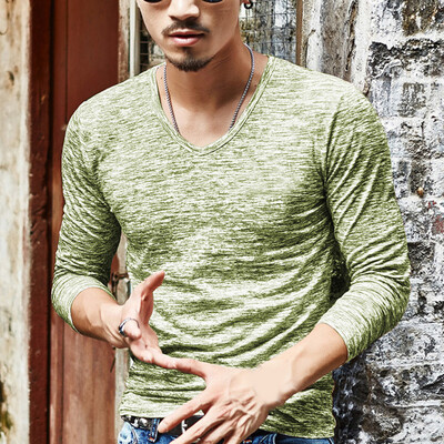 

Mens Long Sleeve V Neck Tops Casual Plus Size Slim Fit Casual Pullover Shirts