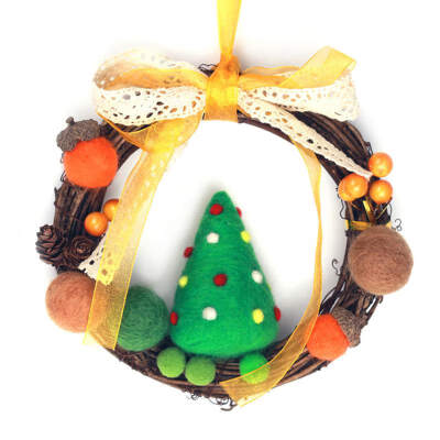 

Christmas Handmade Wool Felt DIY Package Garland Wreath Wool Felting Craft Needle Felting Material Kit For Christmas