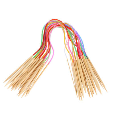 

18 Sizes 60cm Circular Bamboo Knitting Needles Set with Colored Hose