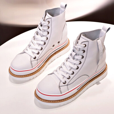 

Small white shoes women 2019 summer new high-top thick bottom net red inside the Korean version of breathable Joker student board