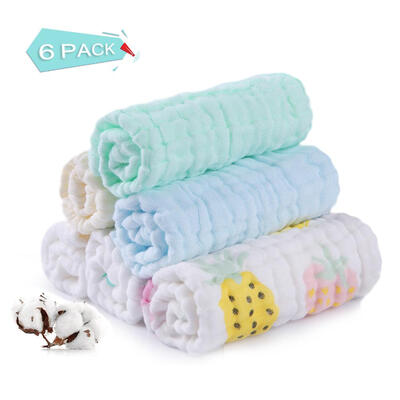 

6pcsSet Soft Cartoon Baby Children Absorbent Cotton Feeding Saliva Towel