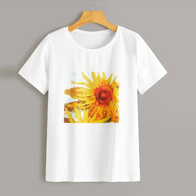 

Starmoon Women Fashion Leisure O-Neck Short Sleeve T-Shirt Tops Chrysanthemum Blouse