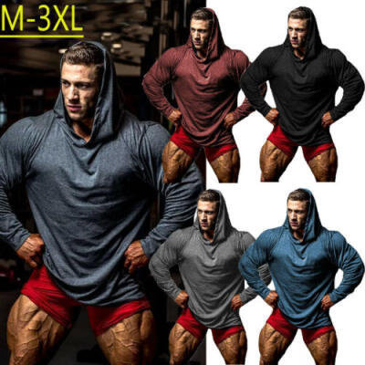 

New Mens Slim Fit Hoodie Long Sleeve Muscle Tee Pullover Casual Tops Blouse US