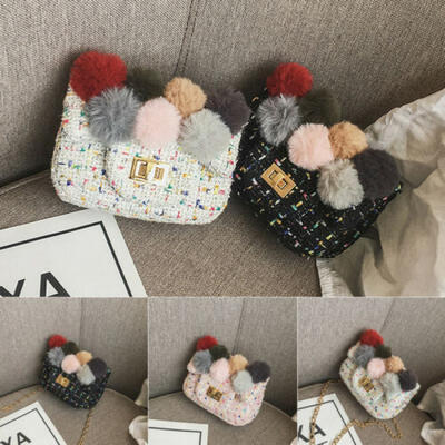 

Child Kids Girls Cute Mini Crossbody Shoulder Bag Hairball Handbag Purse Wallet