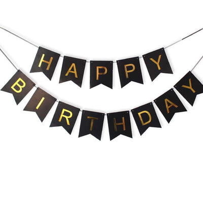 

Happy Birthday Paper Flags Letter Bunting Banners Baby Boy Girl Party Decor