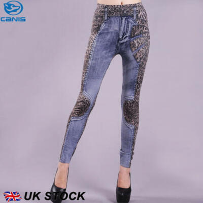 

Women High Waist Skinny Leopard Print Denim Pants Slim Pencil Trousers Jeans