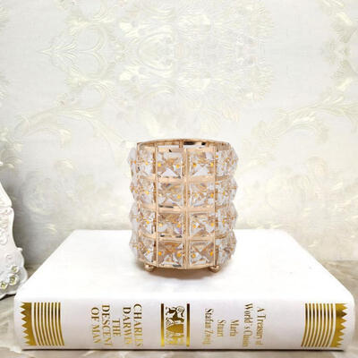 

Greensen Euro Style Golden 911cm Rock Crystal Pen Container Ornament Pencil Holder Desktop Decoration