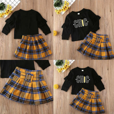 

Toddler Kid Outfit Clothes Baby Girl Long Sleeve TopsSkirt Casual Dress Set UK