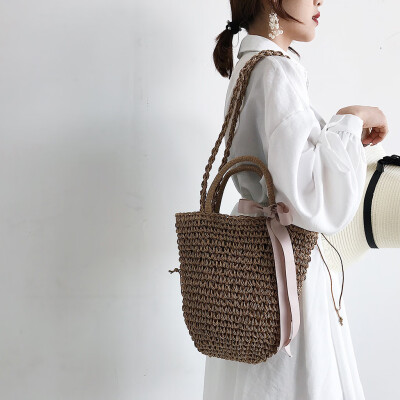 

Tailored Women Fashion Summer Beach Wild Chain Messenger Shoulder Weaving Bag Solid