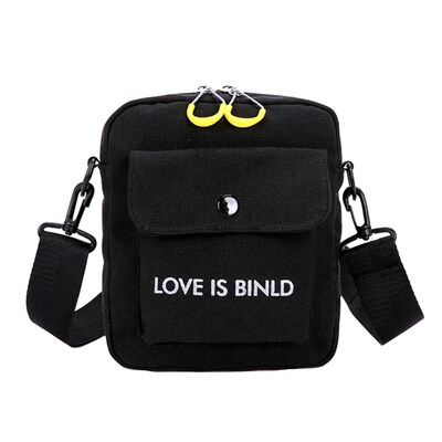 

Letter Print Casual Womens Canvas Crossbody Shoulder Bag Small Square Pouch