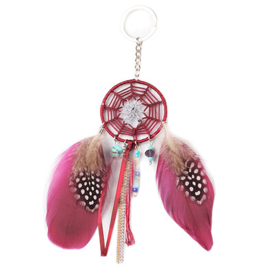 

Feather Bead Dream Catcher Bag Purse Clutch Keyring Key Chain Ring Keychain