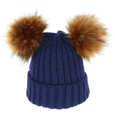 

Tailored Mother&Me Women Cap Balls Warm Detachable Copper Button Thickening Hat