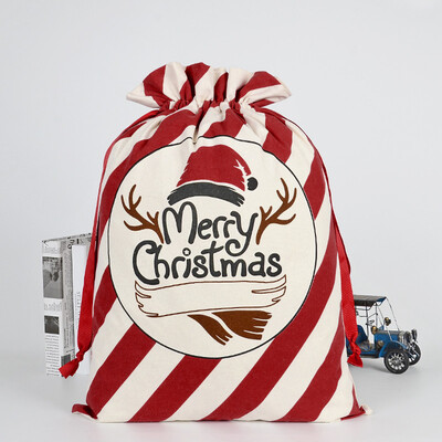 

Gobestart Large Canvas Merry Christmas Santa Sack Xmas Stocking Reindeer Gift Storage Bag