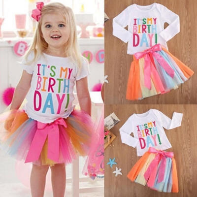 

Baby Girl Kid Toddler Princess T-shirttutu Skirt Dress Outfit Birthday Clothes